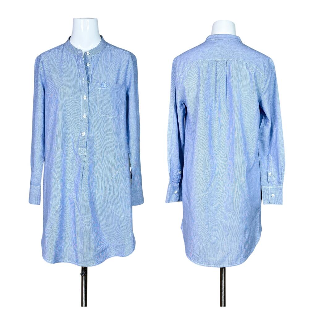 Alex Mill | Cotton Blue White Stripe Minimal Chic Popover Shirt Dress XS